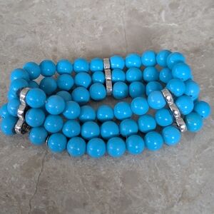 Vintage Jay King Turquoise Beaded Bracelet with Silver Accents